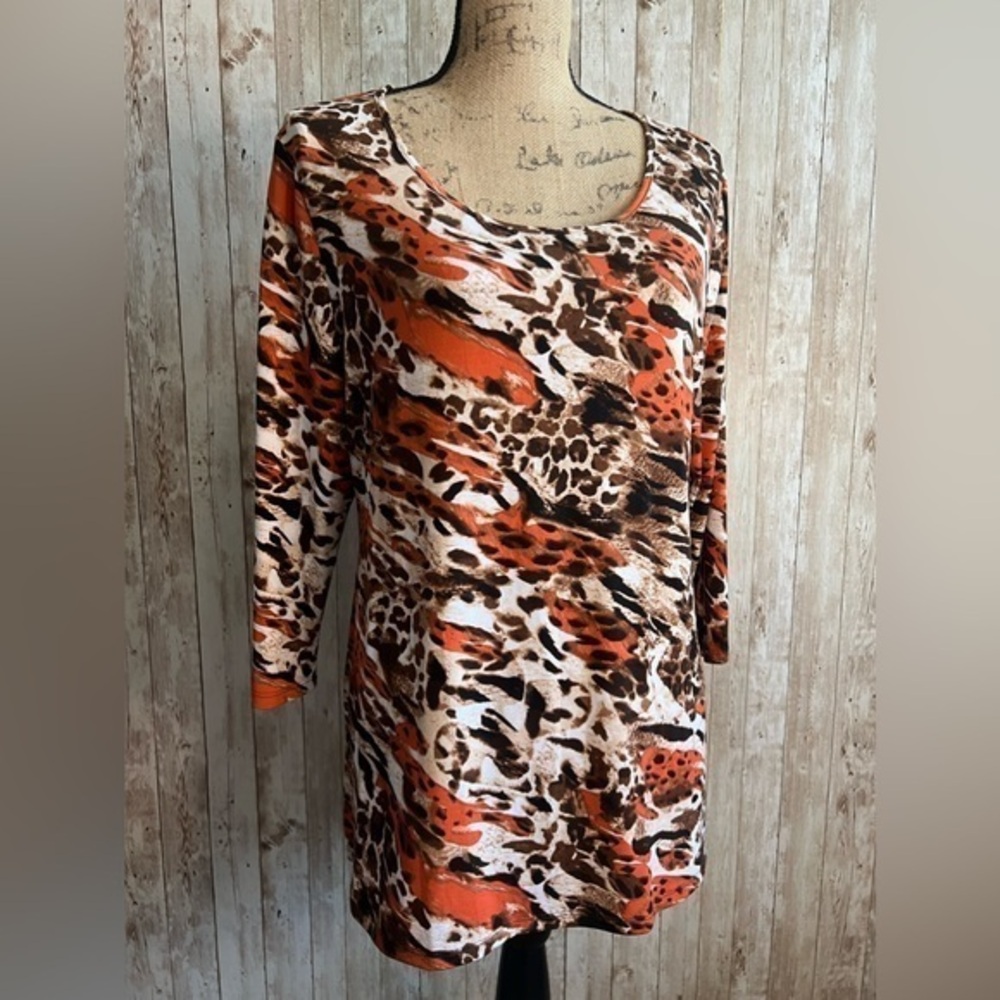 Allison Daley Wild Print 3/4 Sleeve Shirt